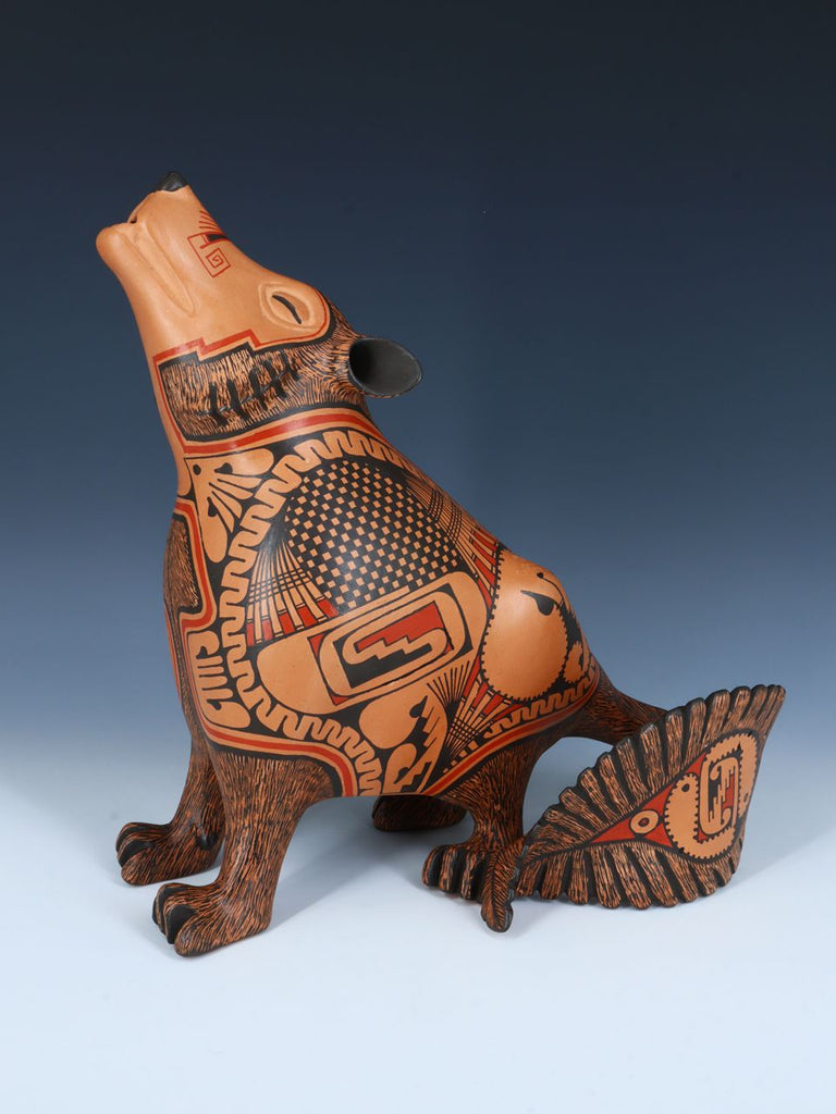 Mata Ortiz Hand Coiled Pottery Coyote Effigy - PuebloDirect.com