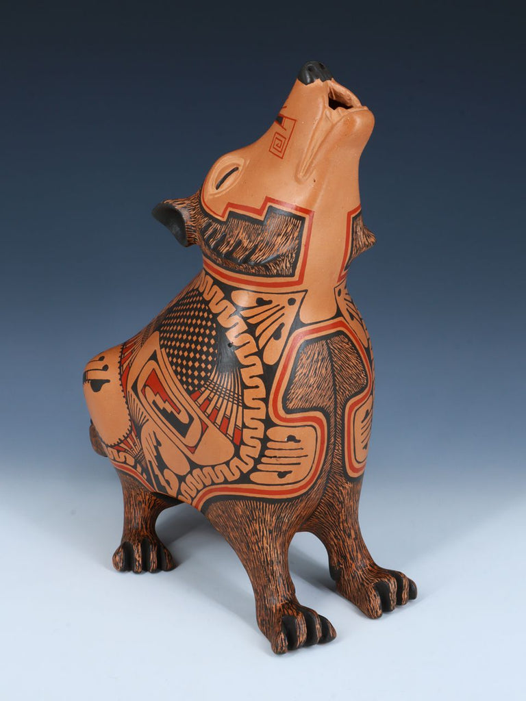 Mata Ortiz Hand Coiled Pottery Coyote Effigy - PuebloDirect.com