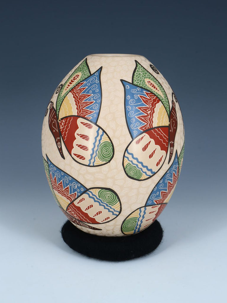 Mata Ortiz Etched Moth Pottery Vase - PuebloDirect.com