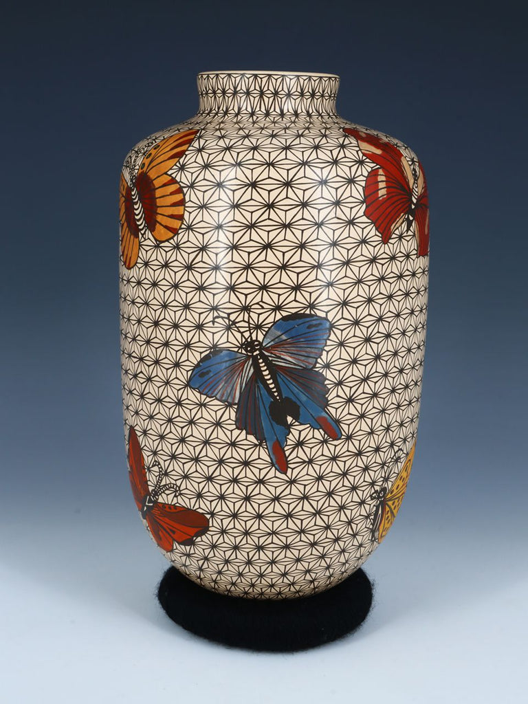 Mata Ortiz Painted Geometric Pottery Butterfly Vase - PuebloDirect.com