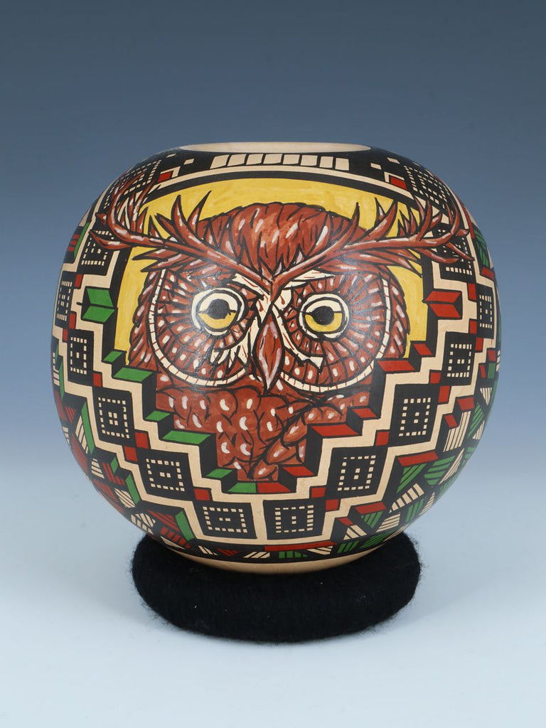 Mata Ortiz Hand Coiled Pottery Painted Owl Bowl - PuebloDirect.com