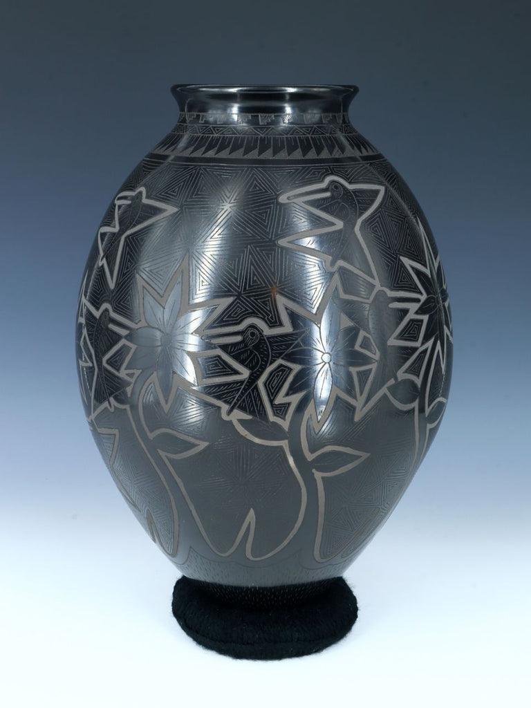 Mata Ortiz Hand Coiled Etched Black Pottery - PuebloDirect.com