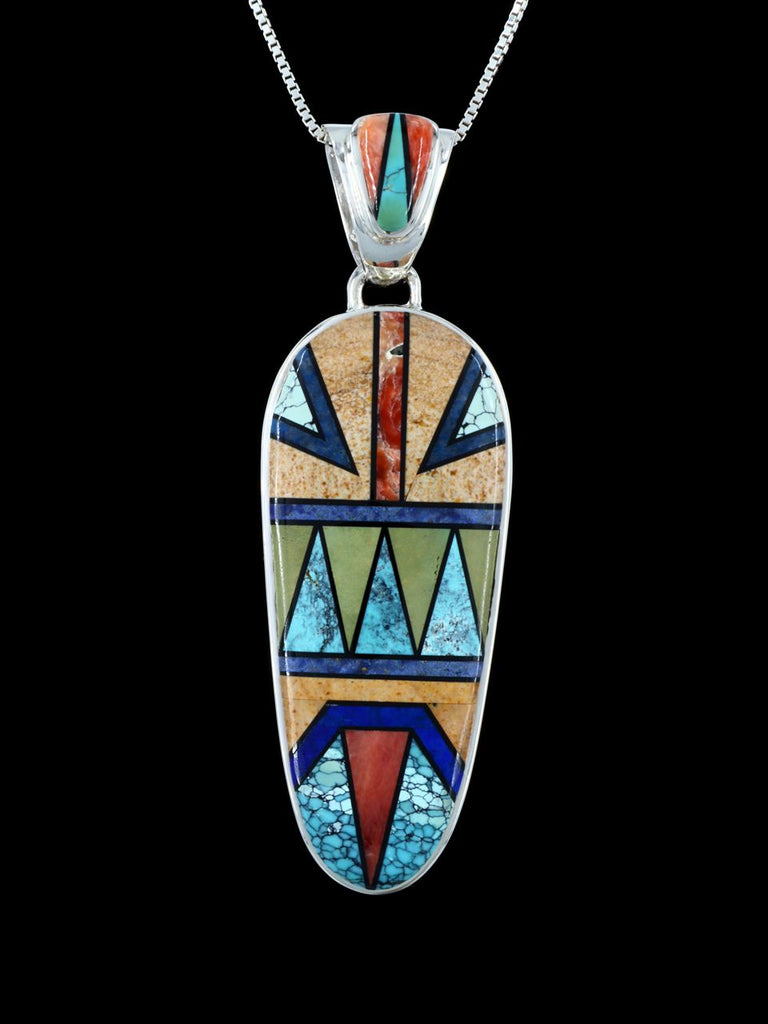 Turquoise and Spiny Oyster Navajo Inlay Pendant - PuebloDirect.com