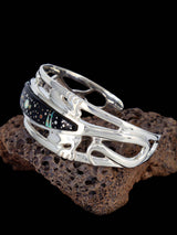 Navajo Sterling Silver Night Sky Inlay Bracelet - PuebloDirect.com