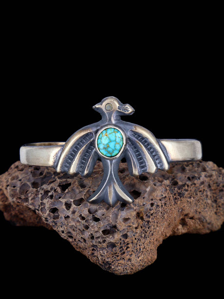 Navajo Natural Kingman Turquoise Sterling Silver Cuff Bracelet - PuebloDirect.com