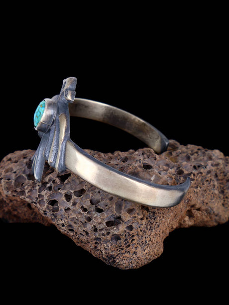 Navajo Natural Kingman Turquoise Sterling Silver Cuff Bracelet - PuebloDirect.com