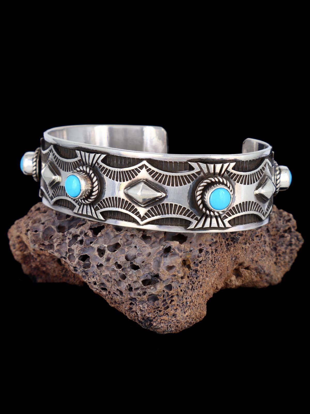 Native American Jewelry Sleeping Beauty Turquoise Cuff Bracelet - PuebloDirect.com