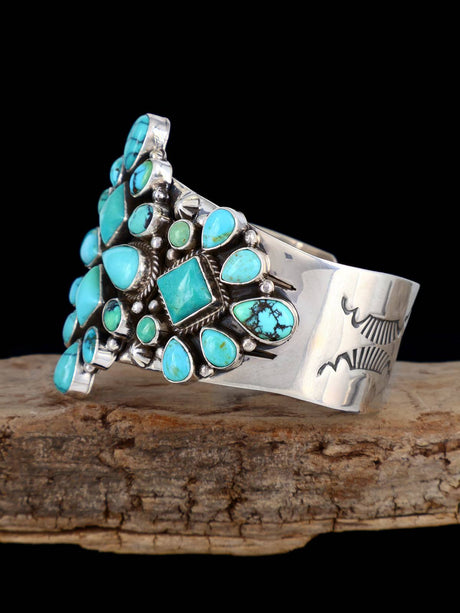Navajo Jewelry Cloud Mountain Turquoise Cuff Bracelet - PuebloDirect.com