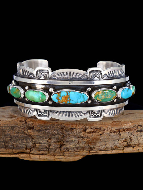 Navajo Jewelry Natural Royston Turquoise Cuff Bracelet - PuebloDirect.com
