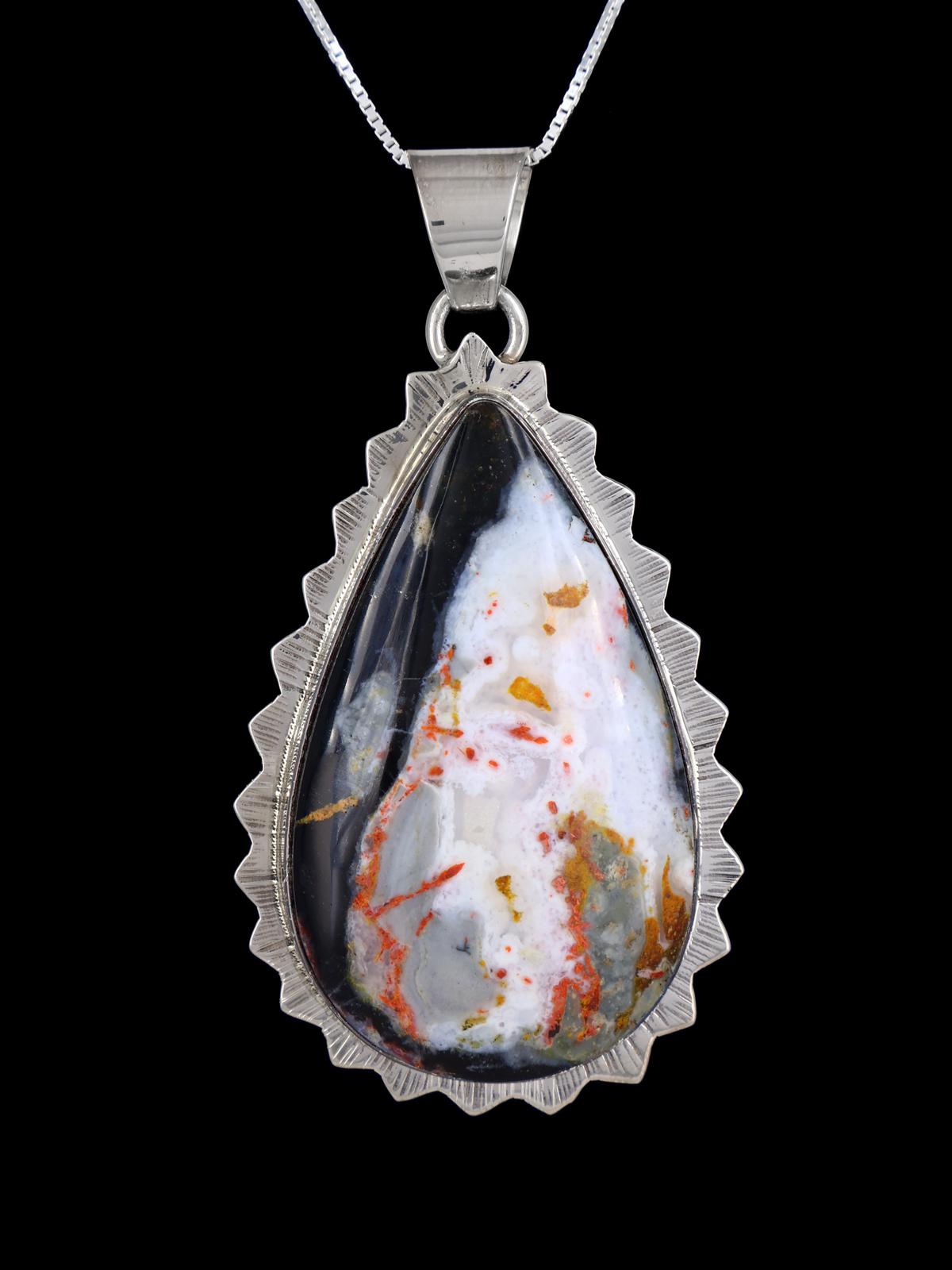 Native American Sterling Silver Bumblebee Seam Agate Pendant