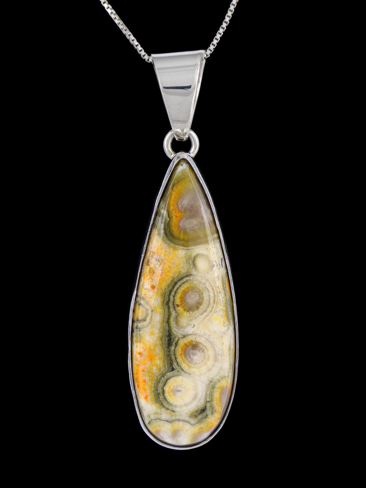 Colgante grande de jaspe imperial de plata de ley nativo americano