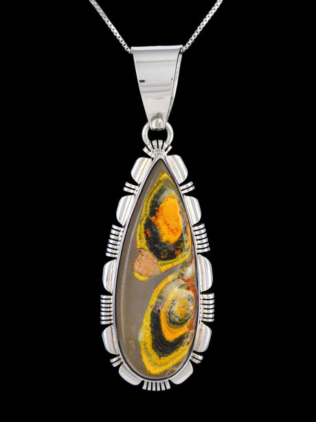 Native American Sterling Silver Bumblebee Jasper Pendant - PuebloDirect.com
