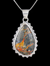 Native American Sterling Silver Bumblebee Seam Agate Pendant