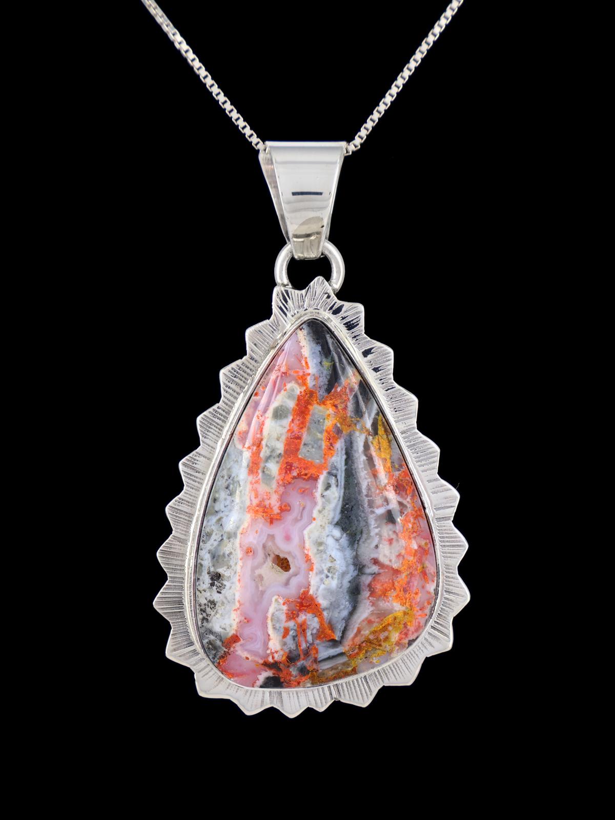 Native American Sterling Silver Bumblebee Seam Agate Pendant