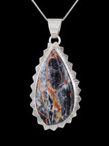 Native American Sterling Silver Bumblebee Seam Agate Pendant