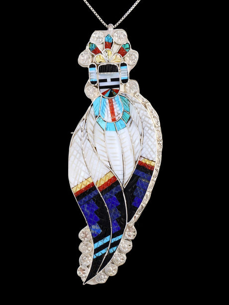 Zuni Inlay Cornmaiden Dancer Pin/Pendant - PuebloDirect.com