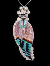 Zuni Inlay Cornmaiden Dancer Pin/Pendant - PuebloDirect.com