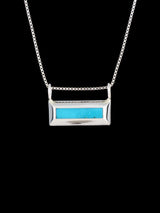 Turquoise Sterling Silver Zuni Bar Pendant - PuebloDirect.com