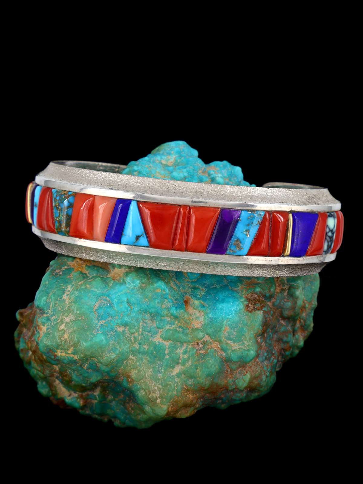 Navajo Multi Stone Cobblestone Inlay Cuff Bracelet