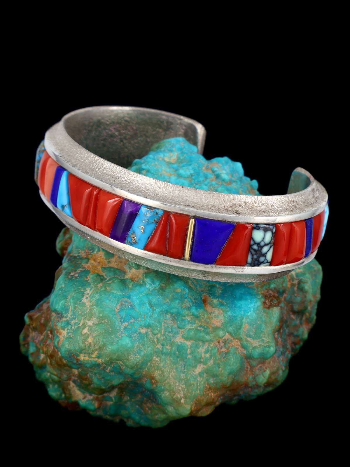 Navajo Multi Stone Cobblestone Inlay Cuff Bracelet – PuebloDirect.com