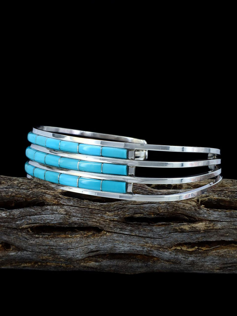 Native American Zuni Turquoise Inlay Bracelet - PuebloDirect.com