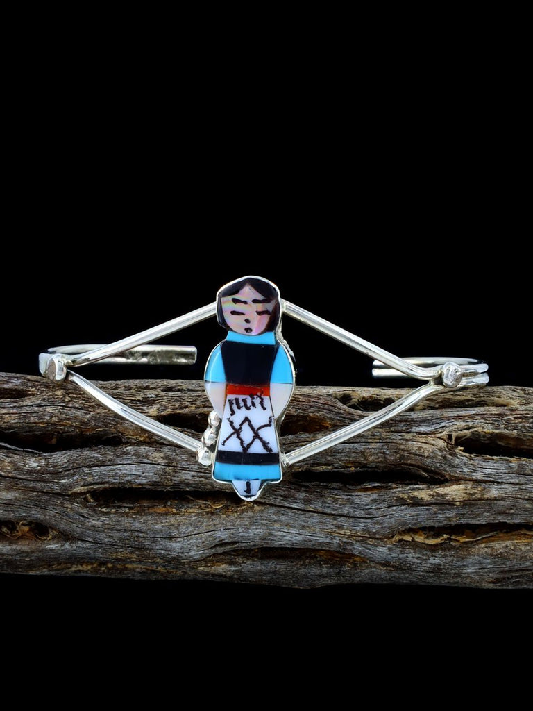 Native American Jewelry Zuni Inlay Maiden Cuff Bracelet - PuebloDirect.com