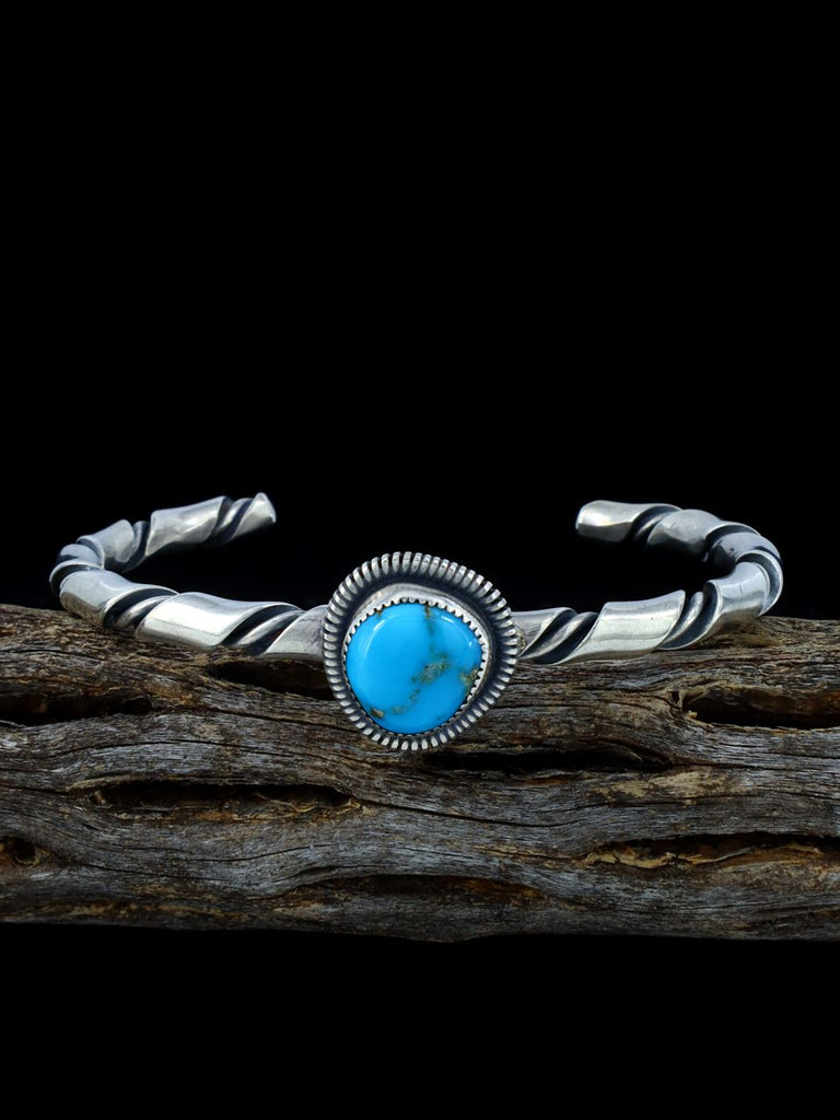 Sterling Silver Turquoise Twisted Rope Horse Whisperer Bracelet - PuebloDirect.com