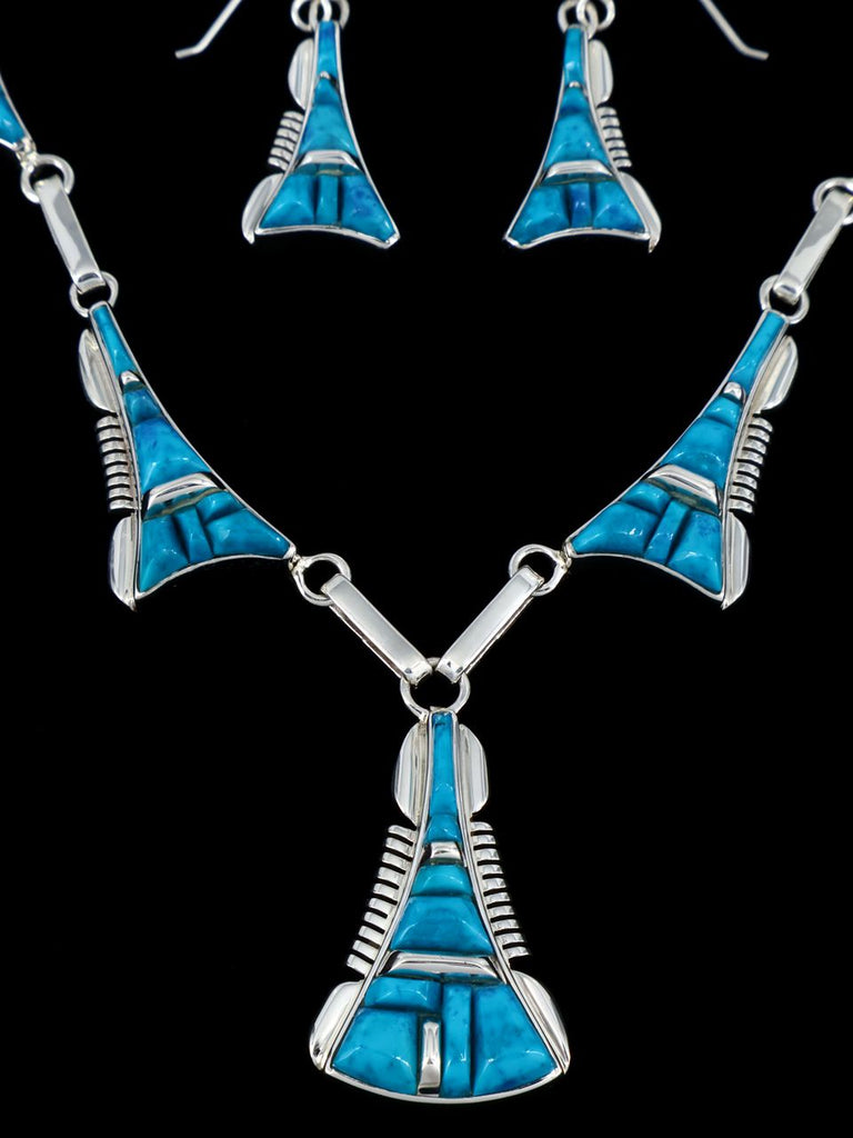 Shattuckite Navajo Cobblestone Inlay Necklace and Earring Set - PuebloDirect.com