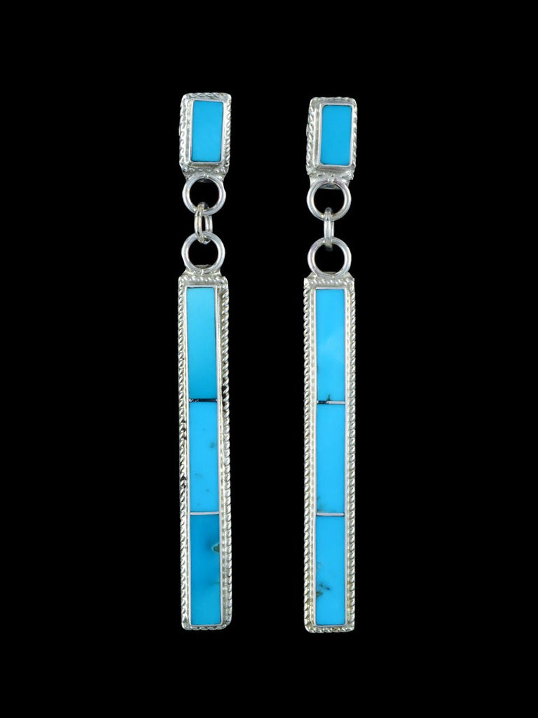 Zuni Inlay Turquoise Post Earrings - PuebloDirect.com