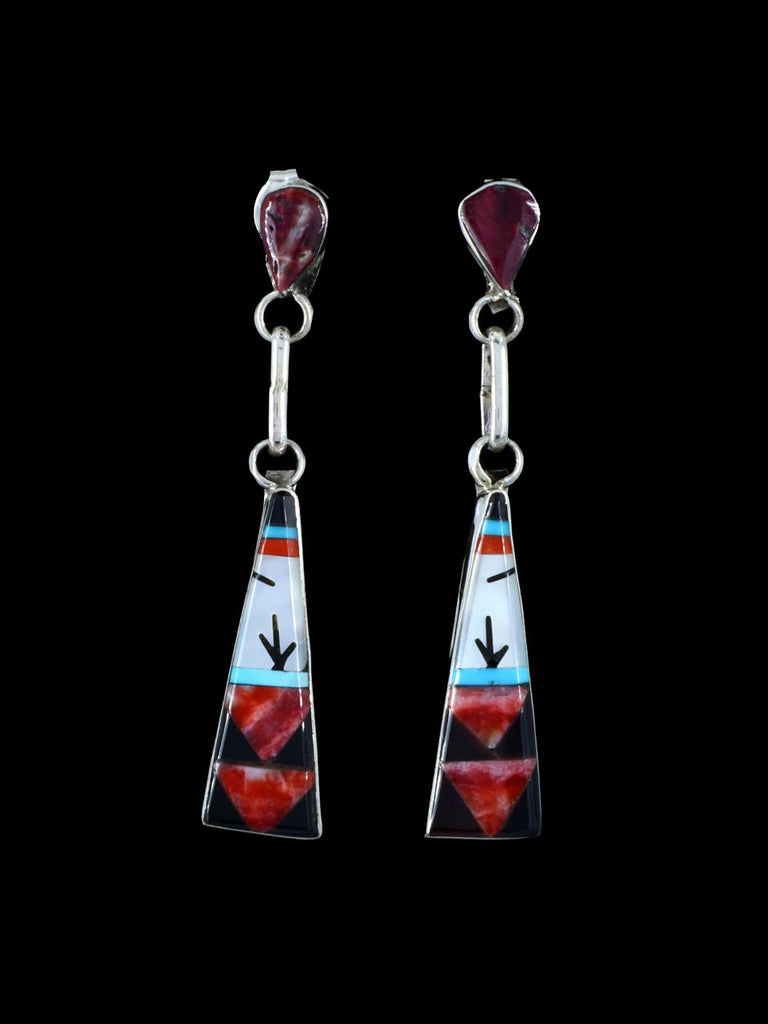 Native American Zuni Inlay Mother of Pearl Post Earrings - PuebloDirect.com