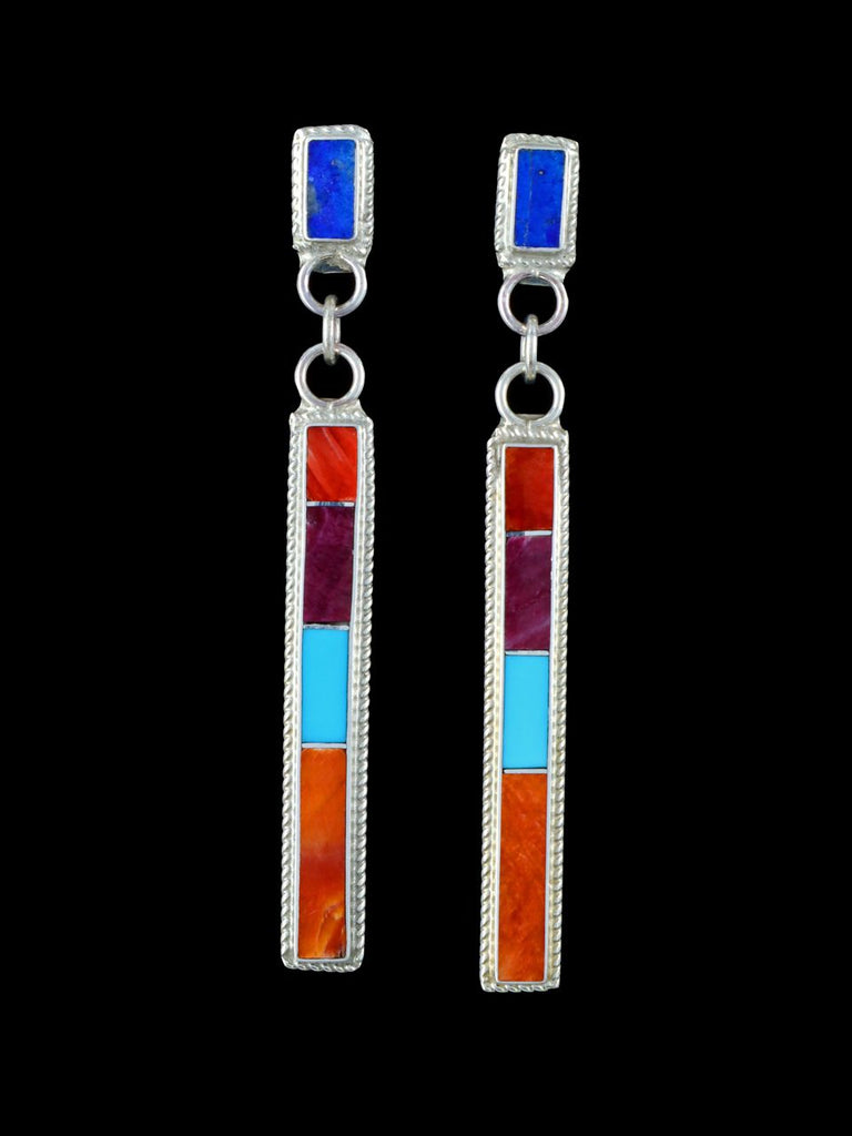 Zuni Inlay Spiny Oyster and Turquoise Post Earrings - PuebloDirect.com