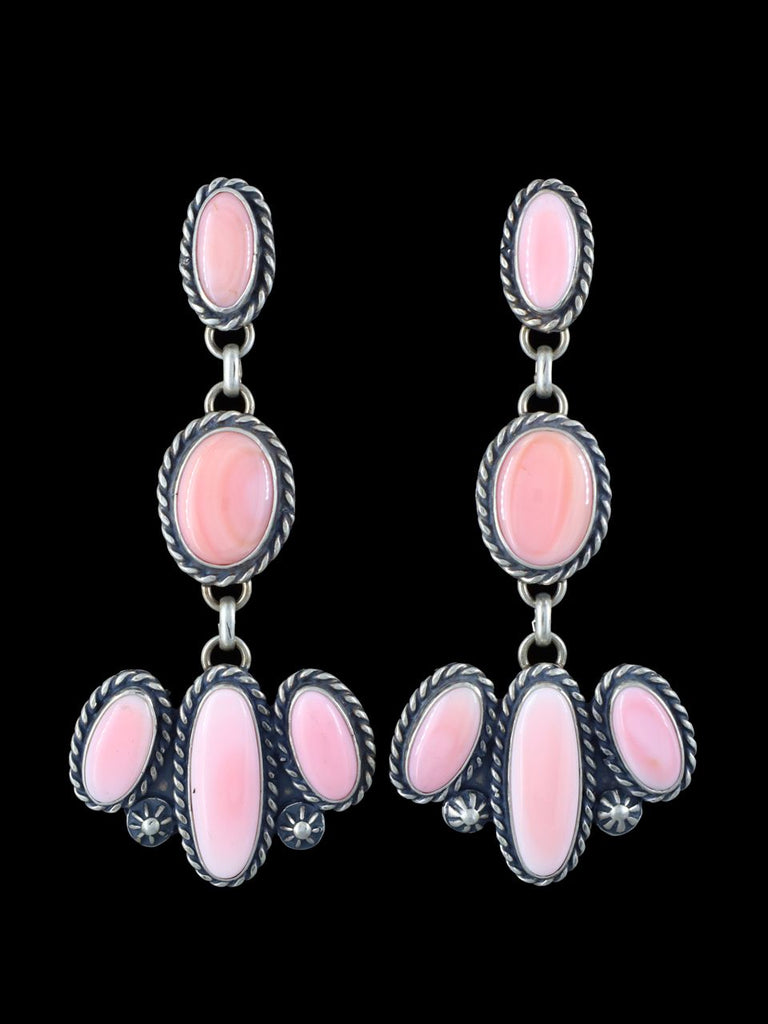 Navajo Compressed Pink Conch Shell Post Earrings - PuebloDirect.com
