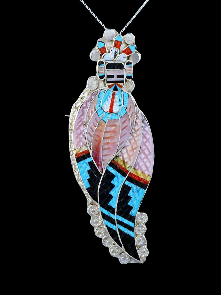 Zuni Inlay Maiden Dancer Pin/Pendant With Stand - PuebloDirect.com