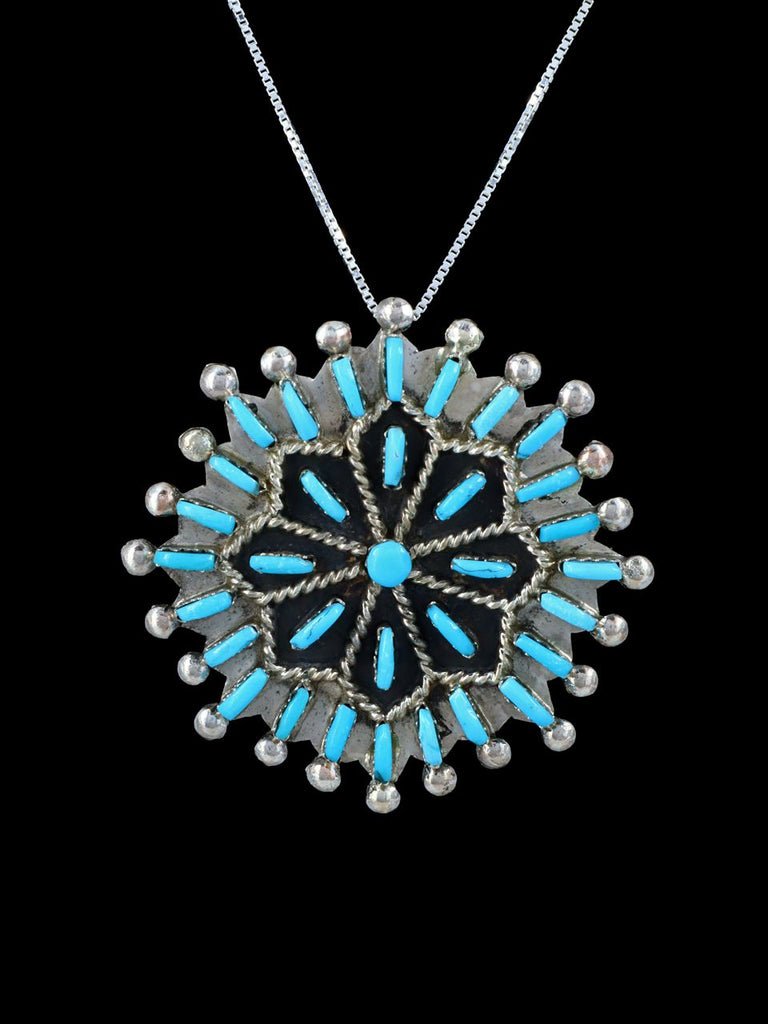 Native American Zuni Inlay Turquoise Pin Pendant - PuebloDirect.com