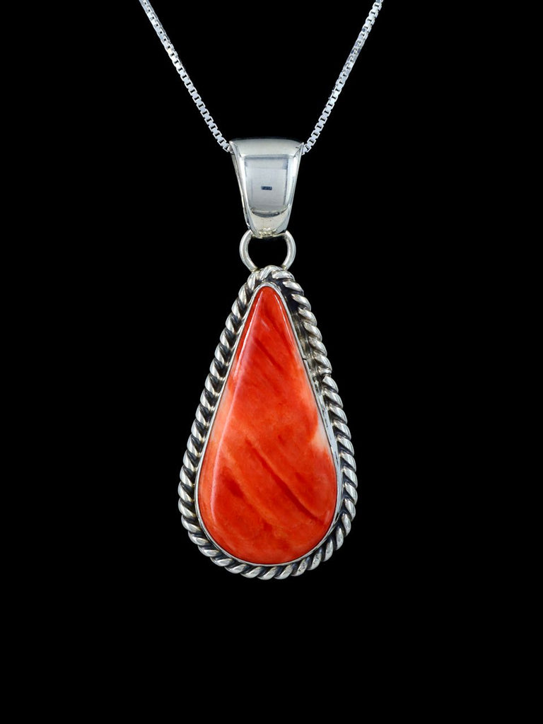 Navajo Spiny Oyster Sterling Silver Pendant - PuebloDirect.com