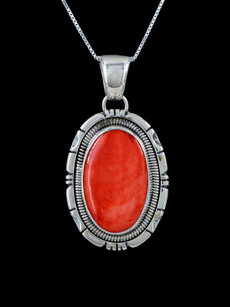 Native American Jewelry Sterling Silver Spiny Oyster Pendant - PuebloDirect.com
