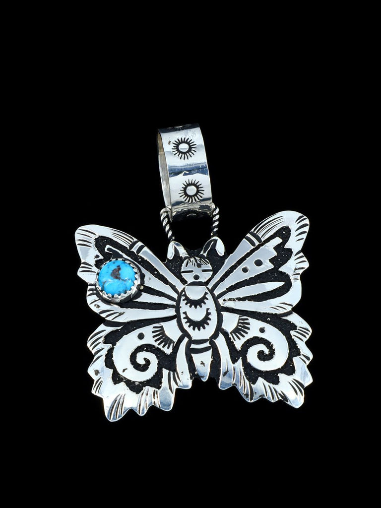 Native American Sterling Silver Overlay Butterfly Pendant - PuebloDirect.com