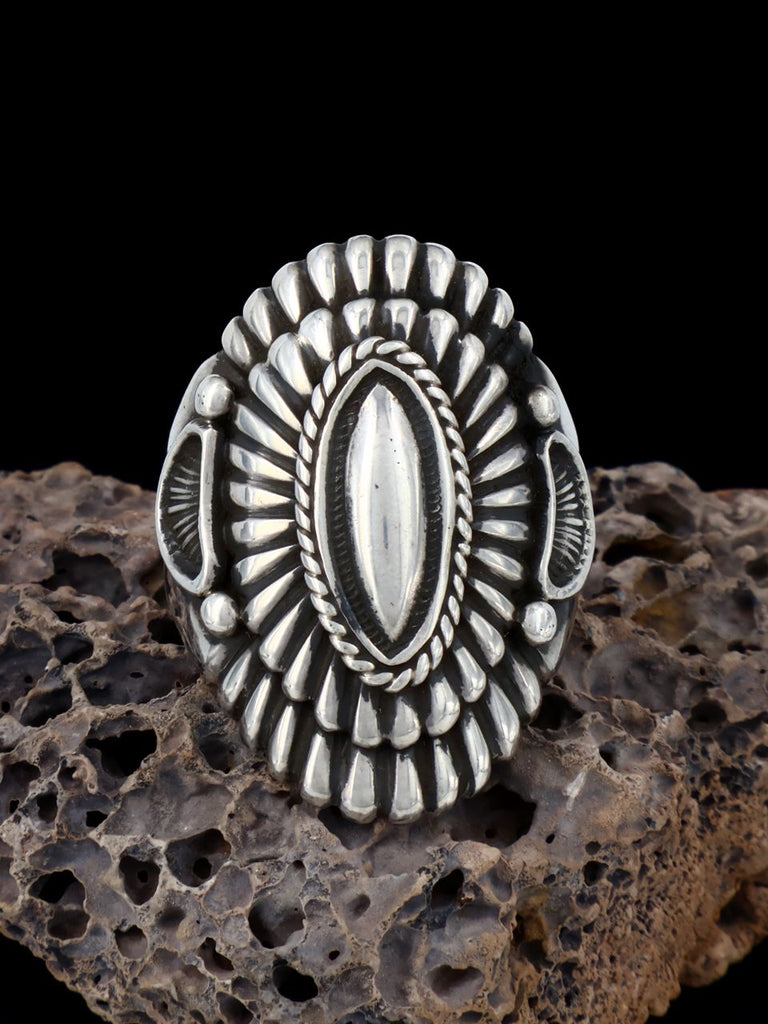 Navajo Sculpted Sterling Silver Ring Size 11 - PuebloDirect.com
