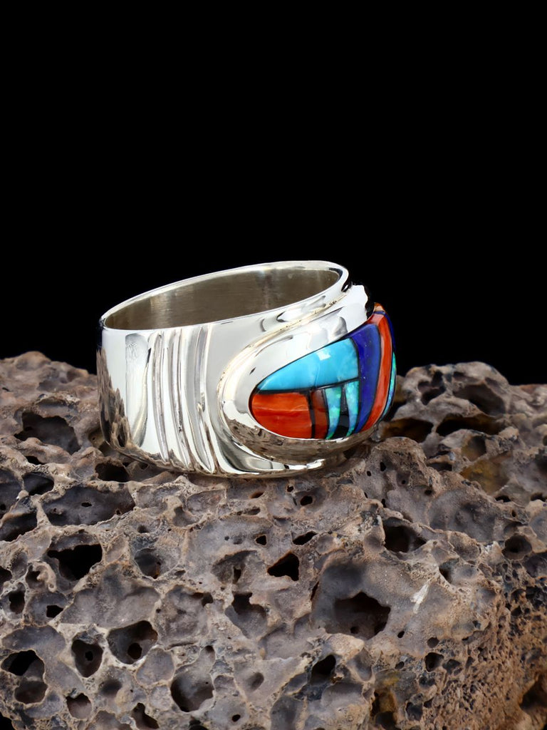 Navajo Multistone Inlay Ring, Size 8 - PuebloDirect.com