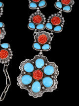 Joyería nativa americana Collar de plata de ley con lazo de color turquesa y oro de Sonora