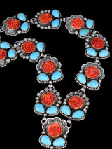 Joyería nativa americana Collar de plata de ley con lazo de color turquesa y oro de Sonora