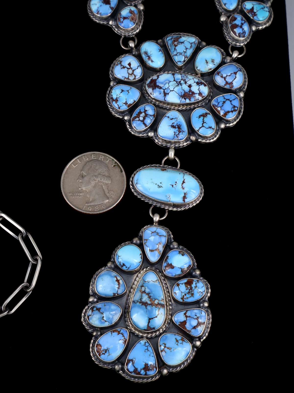 Navajo Sterling Silver Golden Hill Turquoise Lariat Y Necklace