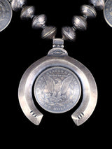 Native American Jewelry Morgan Silver Dollar Squash Blossom Necklace
