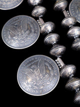 Native American Jewelry Morgan Silver Dollar Squash Blossom Necklace