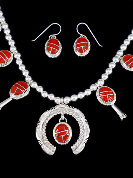 Native American Jewelry Ensemble collier et boucles d'oreilles Kingman Turquoise