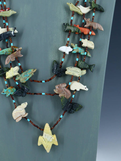Native American Navajo Carved Fetish Wild Life Necklace - PuebloDirect.com