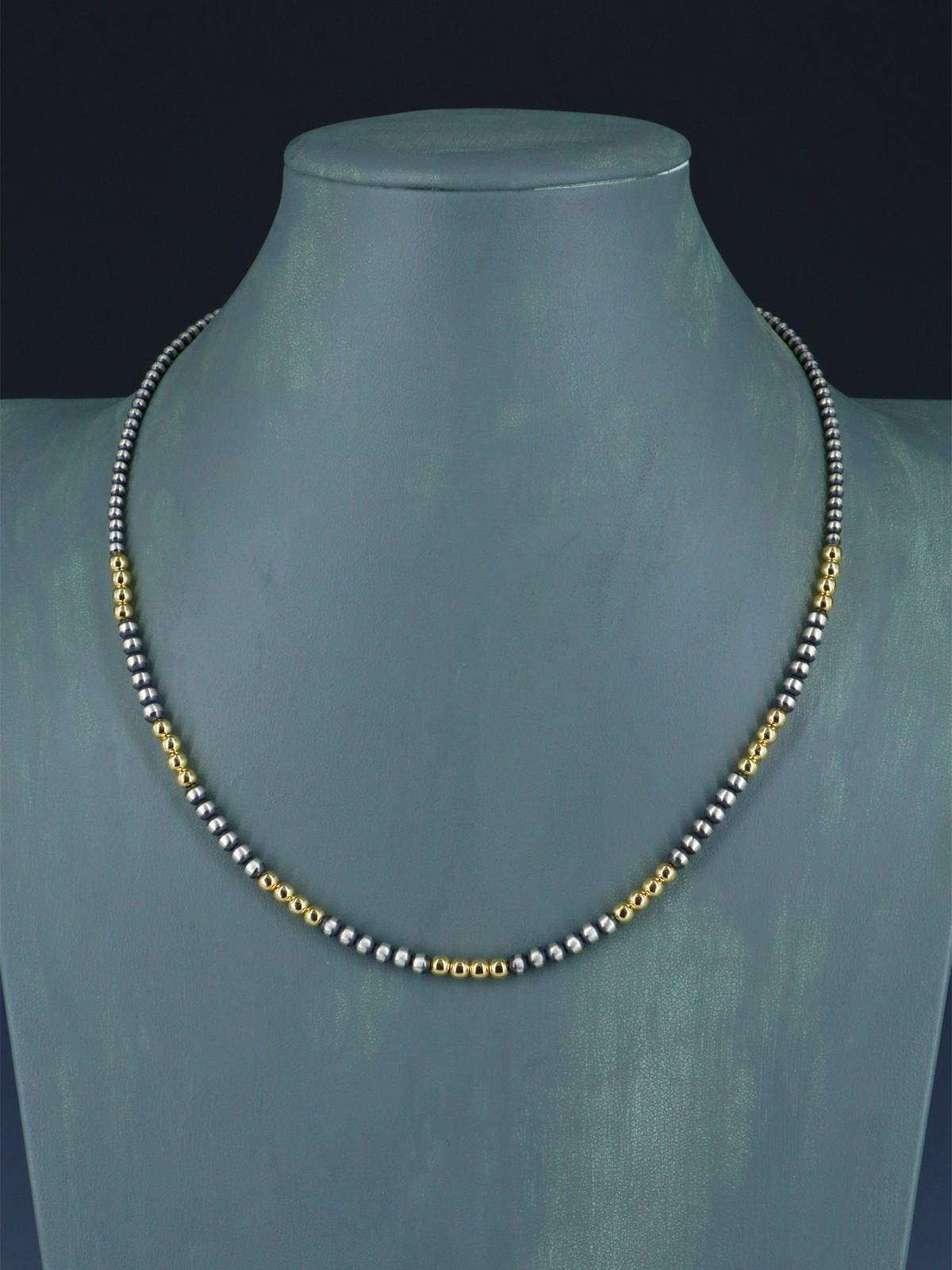Native American Gold and Silver Bead Necklace - PuebloDirect.com