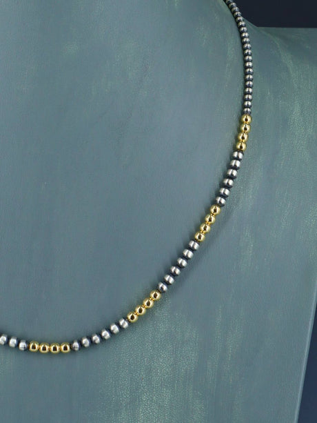 Native American Gold and Silver Bead Necklace - PuebloDirect.com