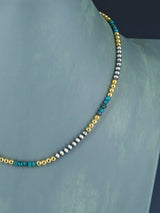 Native American Turquoise and Silver Bead Necklace - PuebloDirect.com