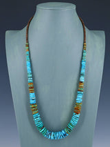 Single Strand Polychrome Graduated Turquoise Necklace - PuebloDirect.com